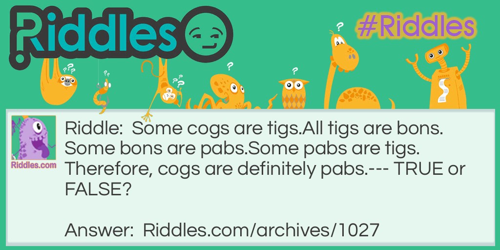 Cogs, Tigs and Pabs Riddle Meme.