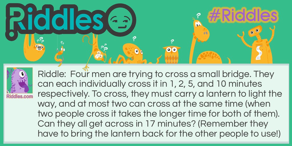 Four Men and A Bridge Riddle Meme.