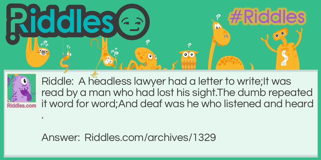 The Lawyer lost his head Riddle Meme.