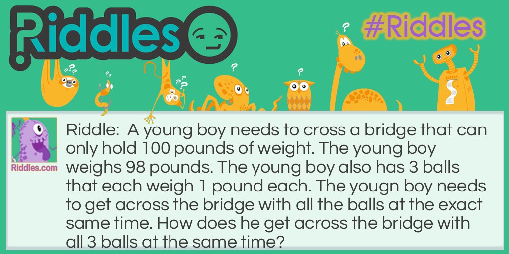 Crossing the Bridge with 100 lbs Riddle Meme.