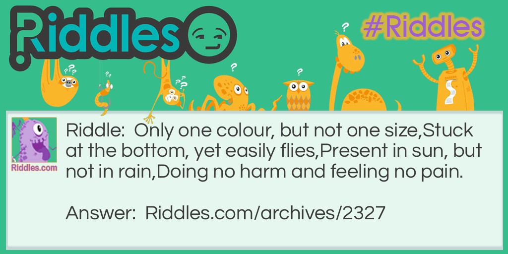 Only one colour, but not one size Riddle Meme.
