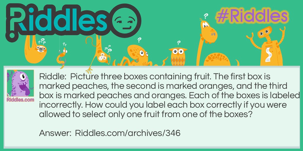 Three Fruit Boxes Riddle Meme.