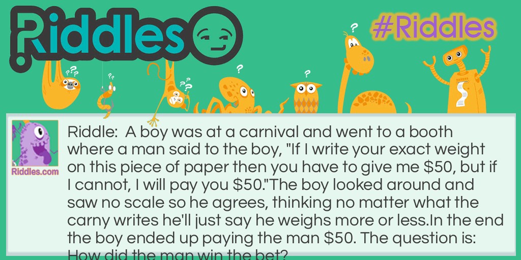 boy at a carnival Riddle Meme.