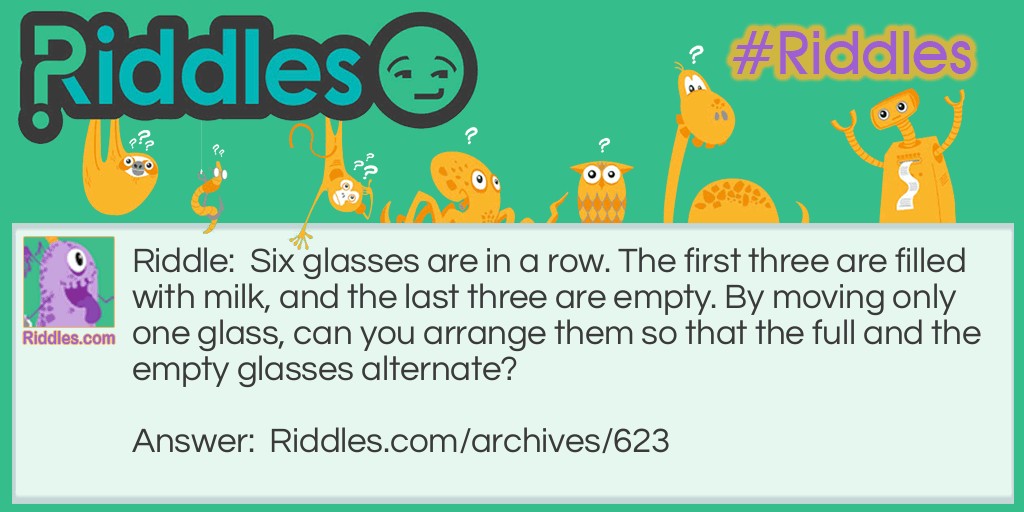 Alternating Glasses Riddle Meme.