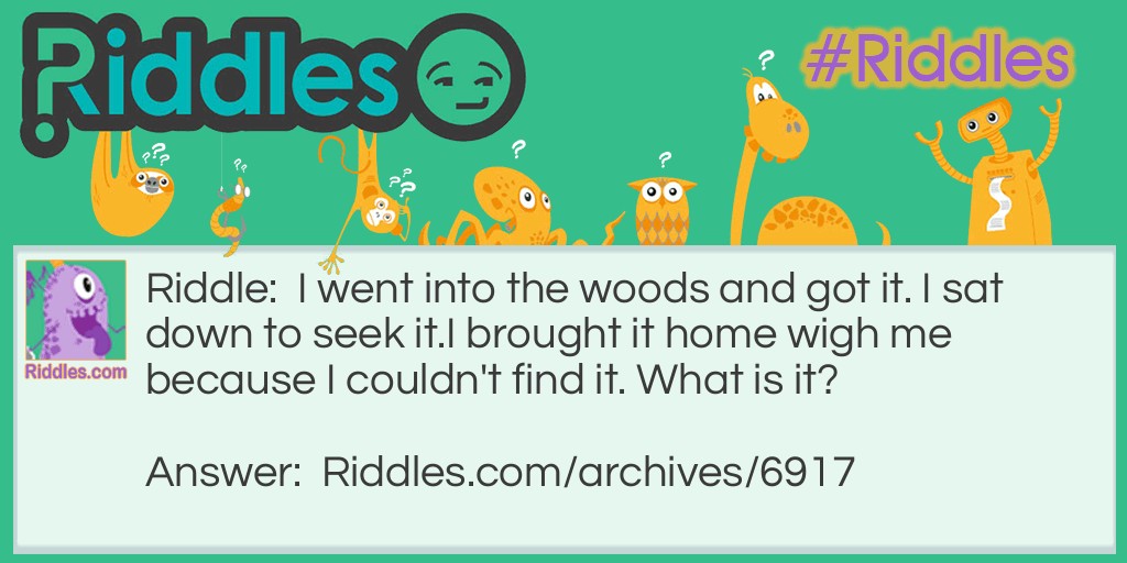 I went into the woods and got it I sat down to seek it Riddle Meme.
