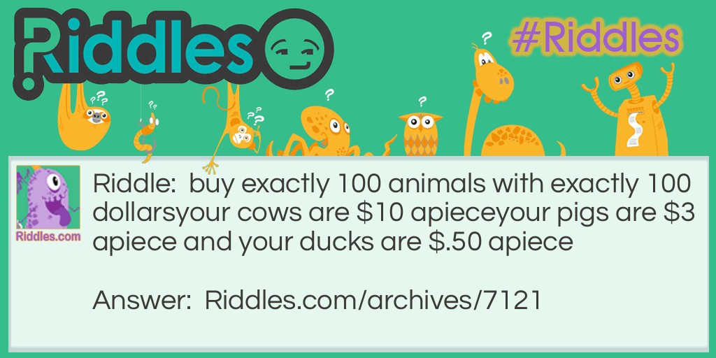 100 animals Riddle Meme.