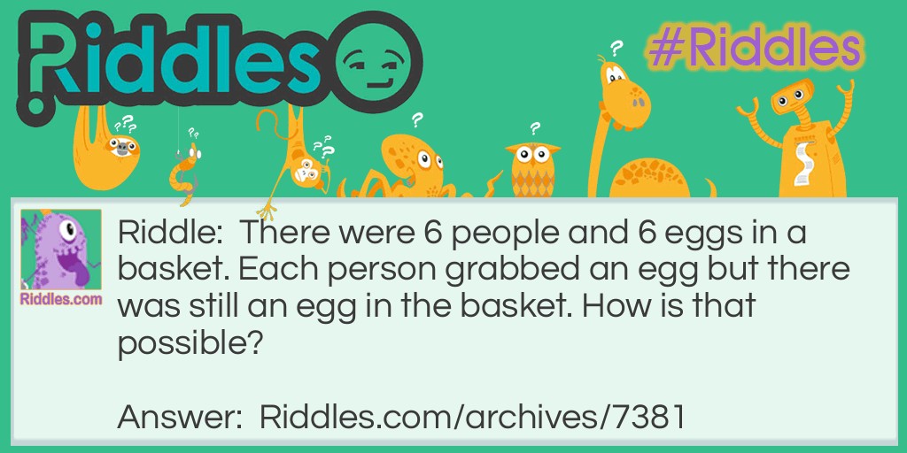 6 eggs 6 people Riddle Meme.