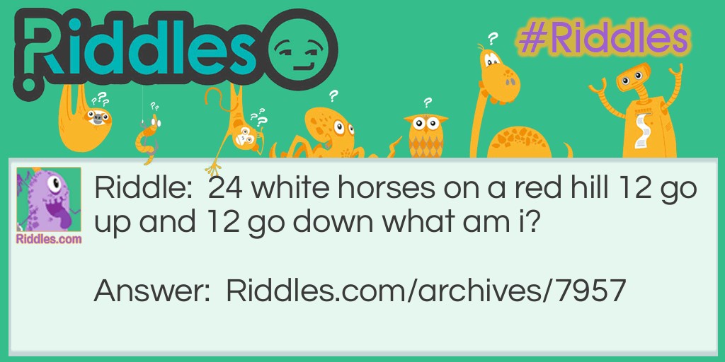 24 white horses Riddle Meme.