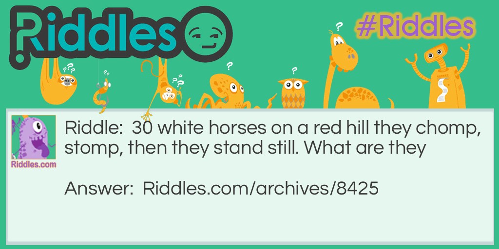 30 white horses Riddle Meme.