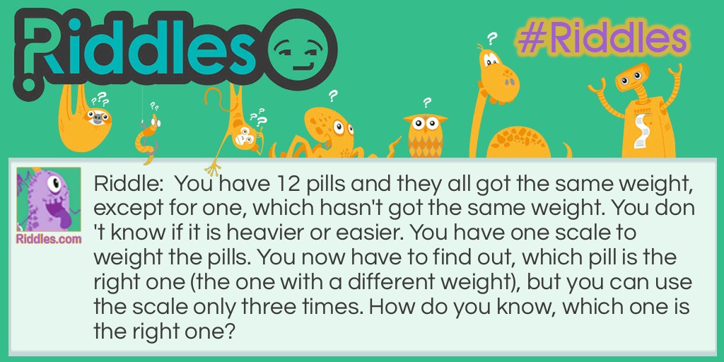 The twelve pills Riddle Meme.
