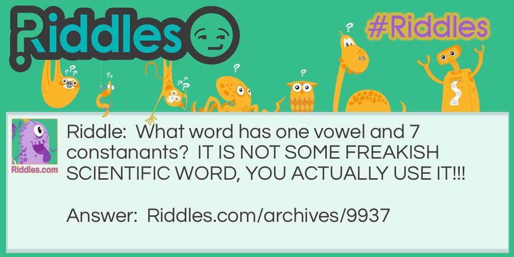 ONE VOWEL!! Riddle Meme.