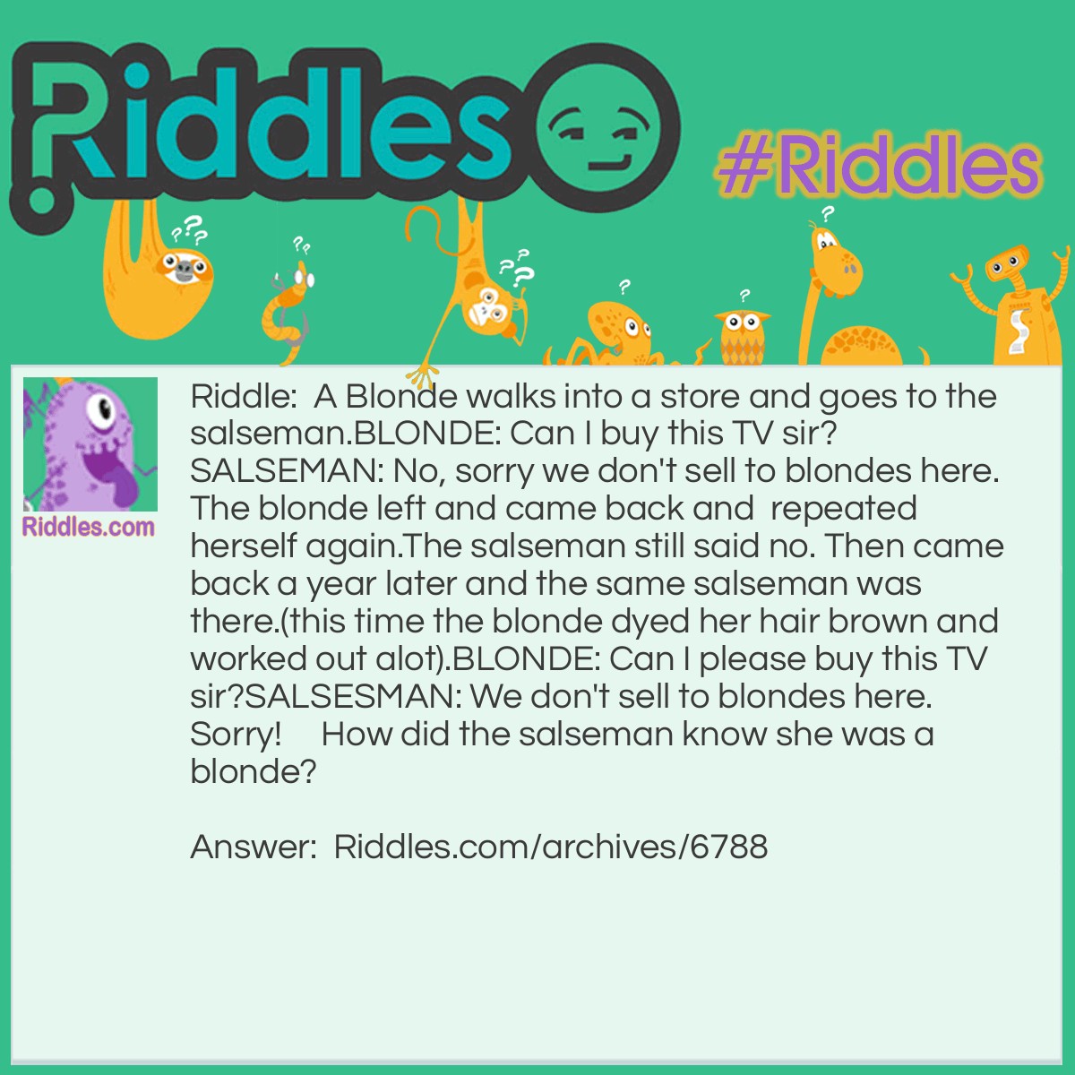 Dumb Blonde And The TV Salesman | Riddles.com