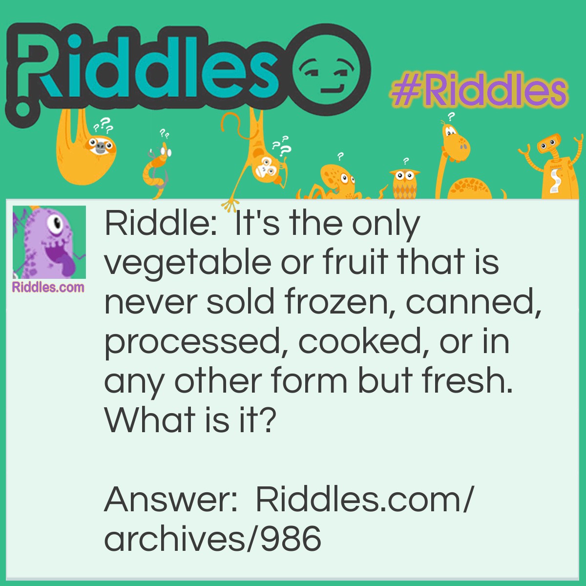Fresh Vegetable! | Riddles.com
