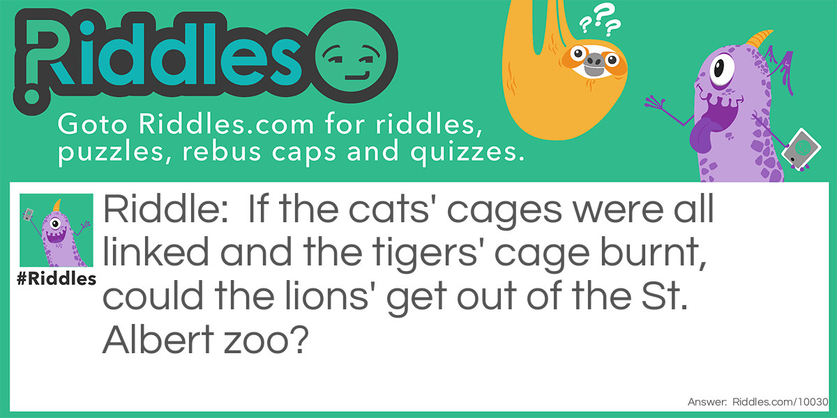 If the cats' cages were all linked and the tigers' cage Riddle Meme.