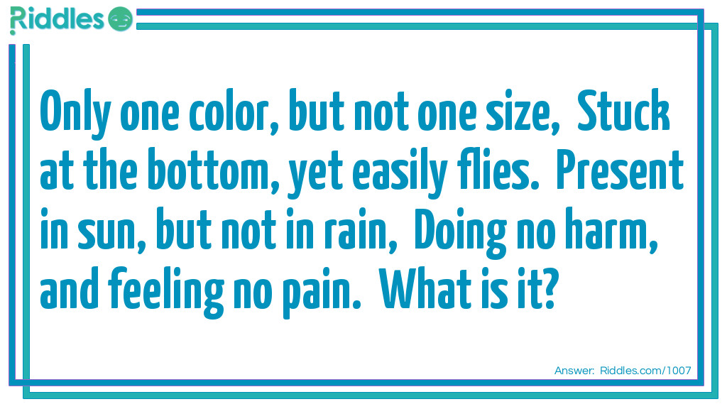 Click to see riddle Only one color, but not one size, answer.