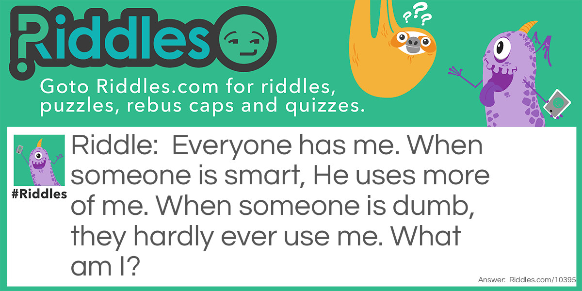 Everyone has me. When someone is smart, He uses more of me. When someone is dumb, they hardly ever use me. What am I?