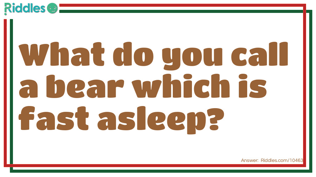 Riddle: What do you call a bear which is fast asleep? Answer: Bearly awake!