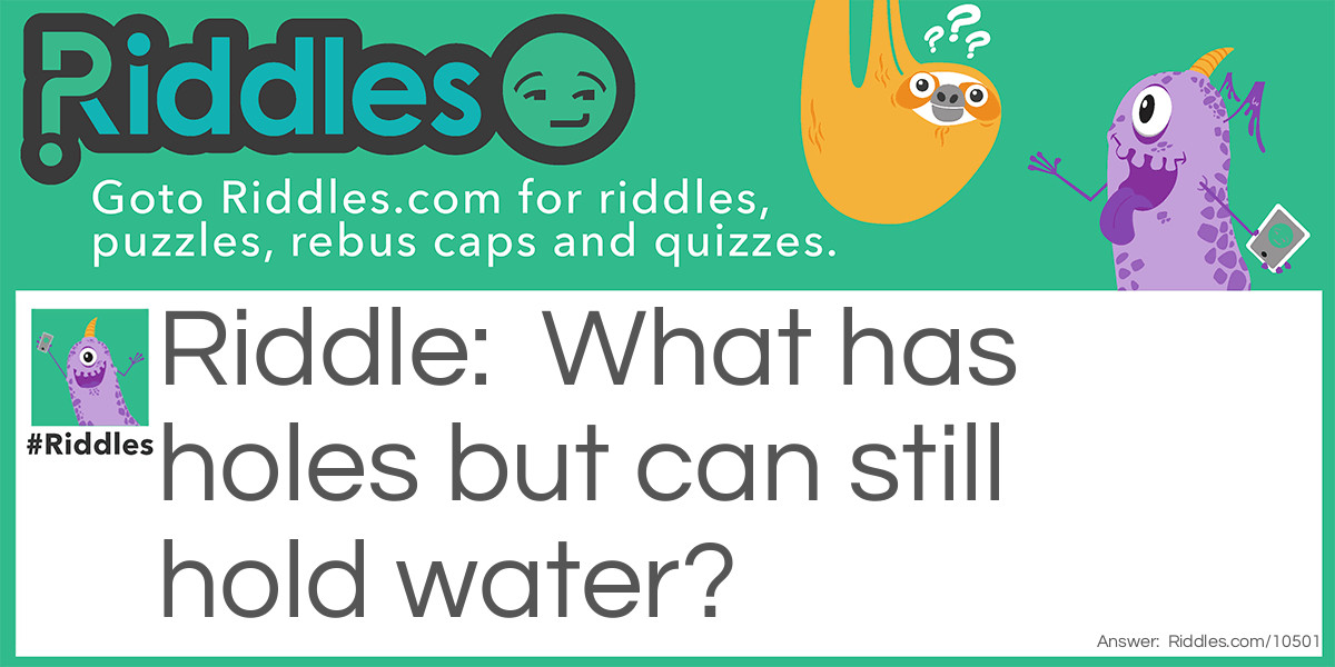 What has holes but can still hold water Riddle Meme.