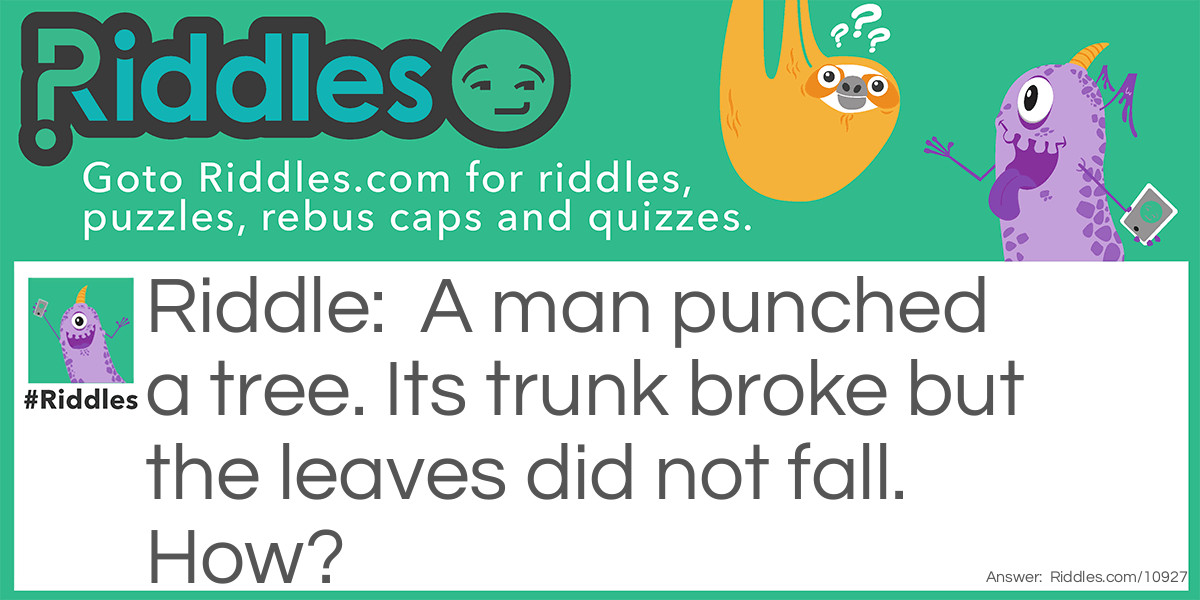 A man punched a tree. Its trunk broke but the leaves did not fall. How?