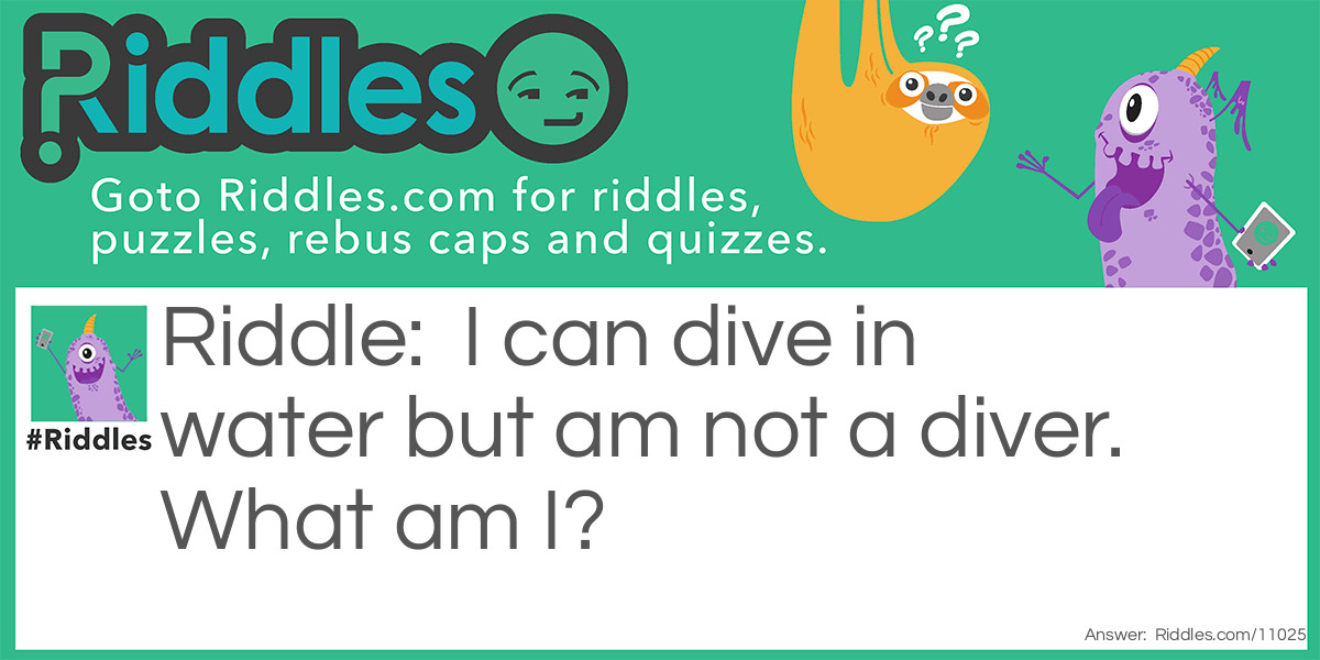 Riddle: I can dive in water but am not a diver. What am I? Answer: Unanswered