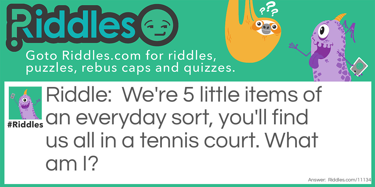 We're 5 little items of an everyday sort, you'll find us all in a tennis court. What am I?