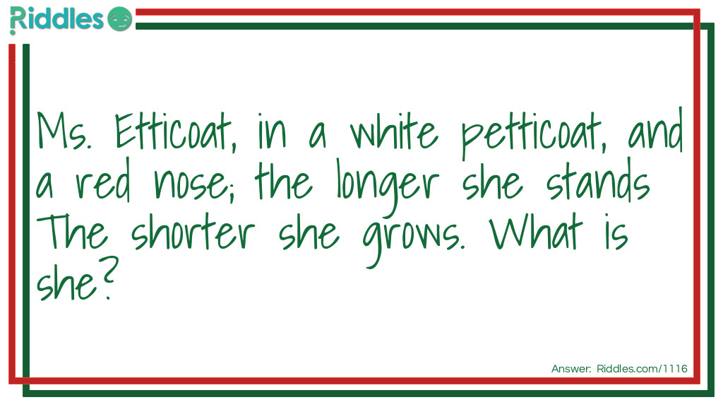 Ms. Etticoat, in a white petticoat, and a red nose; the longer she stands The shorter she grows. What is she?