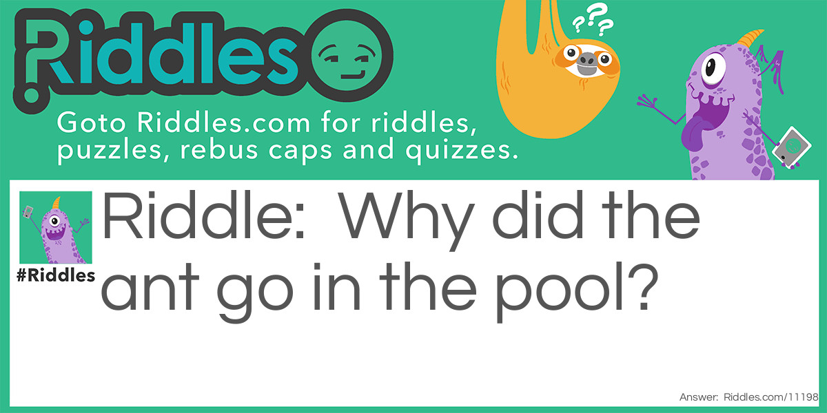 Ant in a pool Riddle Meme.