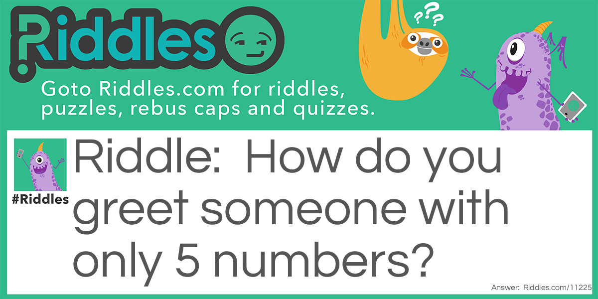 Greetings in numbers  Riddle Meme.