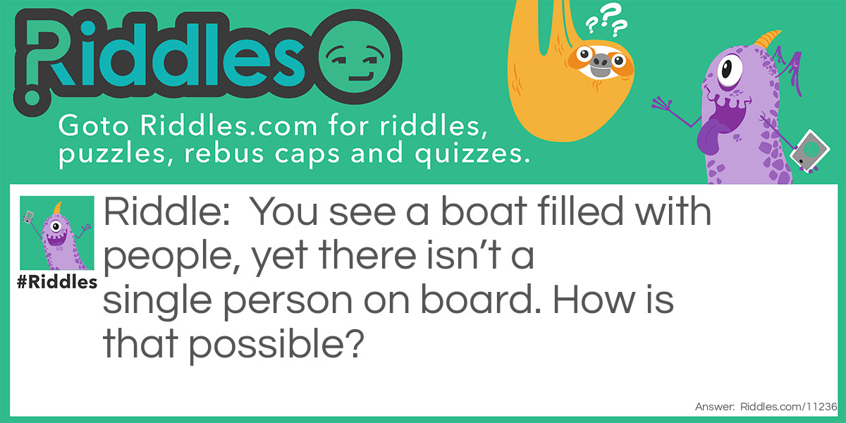 A Boat of Couples Riddle Meme.