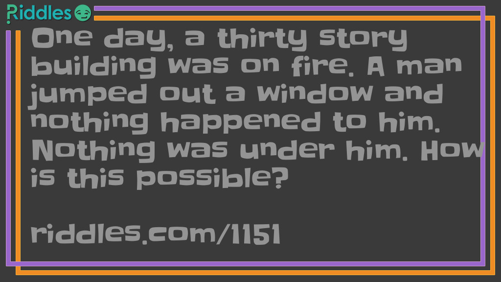 A Man Jumped Out A Window And Nothing Happened Riddle And Answer 