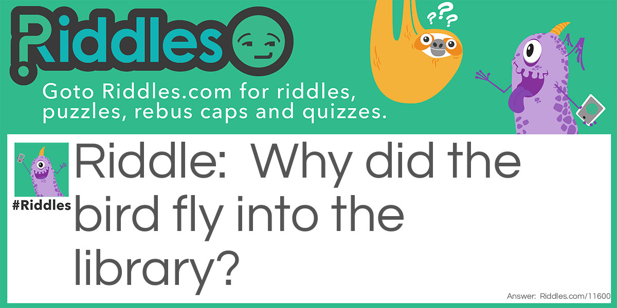 Why did the bird fly into the library?