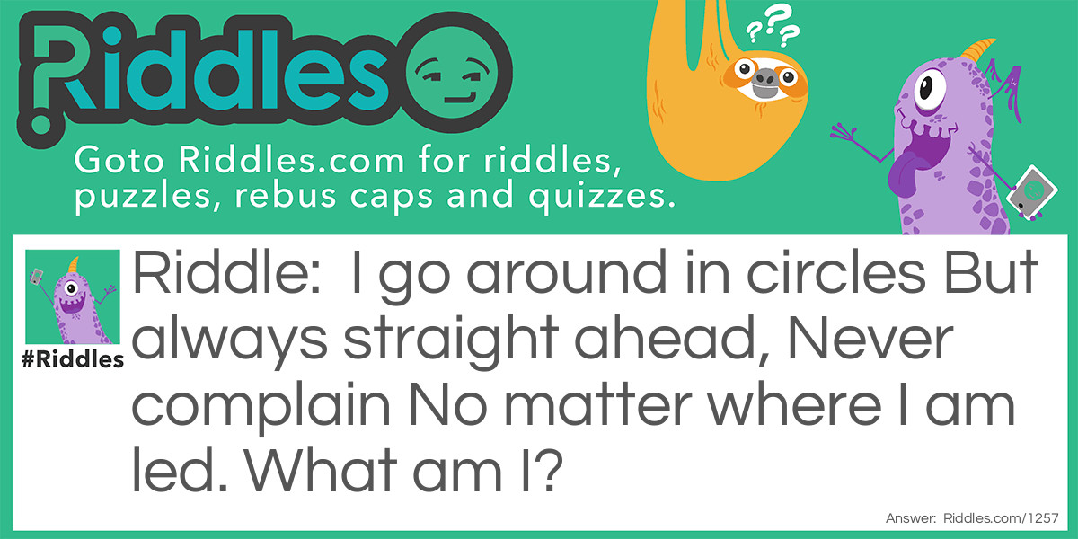 I go around in circles But always straight ahead, Never complain No matter where I am led. What am I?