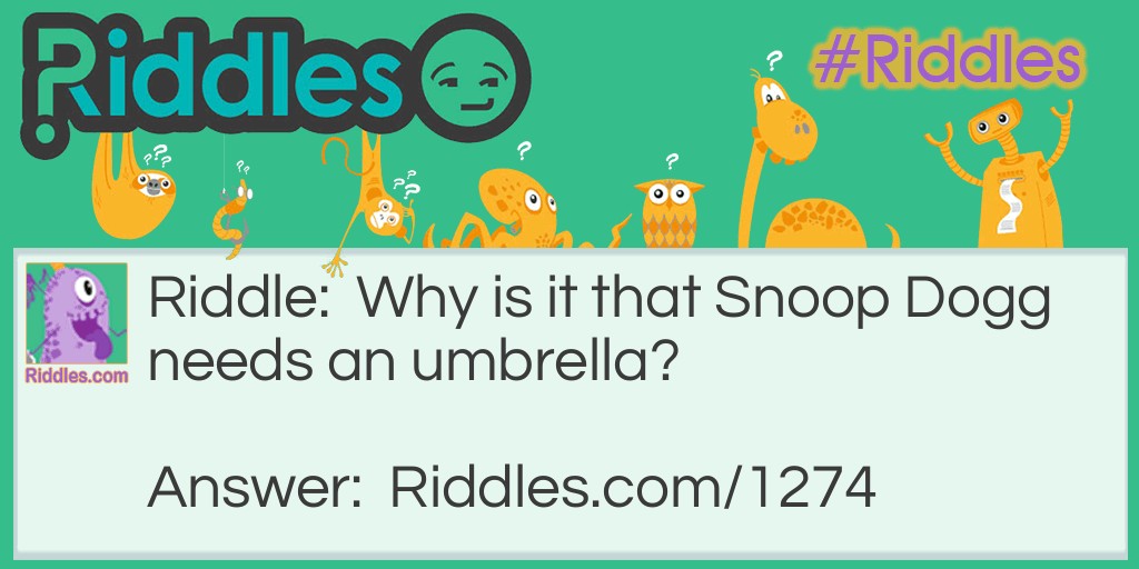 Riddle: Why is it that Snoop Dogg needs an umbrella? Answer: Because of the drizzle.