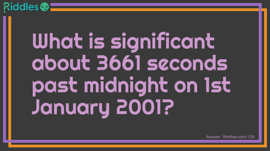 What is significant about 3661 seconds past midnight on 1st January 2001?