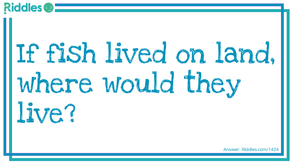 Kids Riddles: If fish lived on land, where would they live? Riddle Meme.