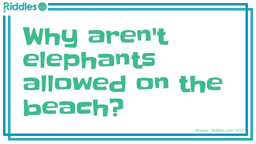 Riddle: Why aren't elephants allowed on the beach? Answer: They can't keep their trunks up!