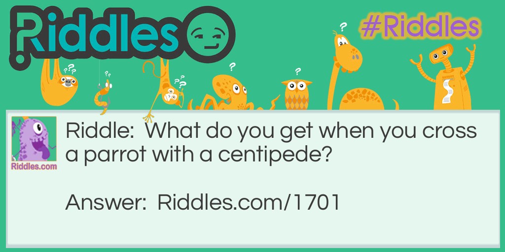 Riddle: What do you get when you cross a parrot with a centipede? Answer: A walkie-talkie.