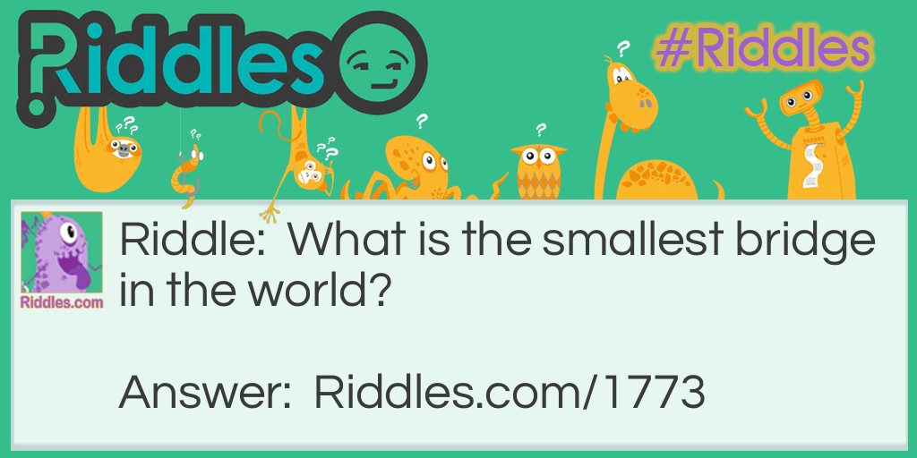 Riddle: What is the smallest bridge in the world? Answer: The bridge of your nose.