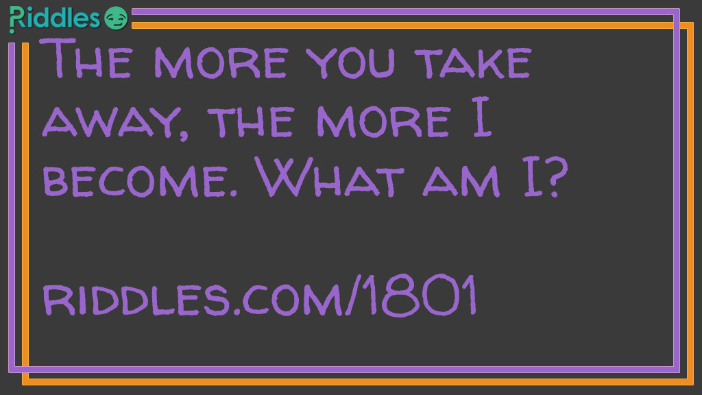 Kids Riddles: The more you take away, the more I become. What am I? Riddle Meme.