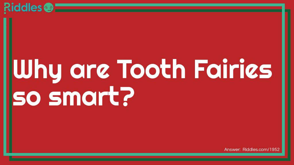Riddle: Why are Tooth Fairies so smart?. They gather a lot of wisdom teeth. 