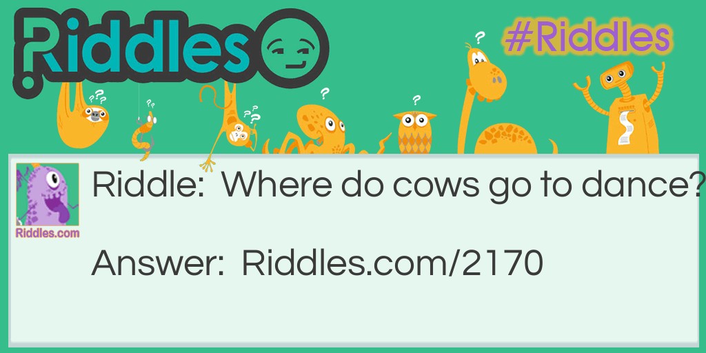 Where do cows go to dance Riddle Meme.