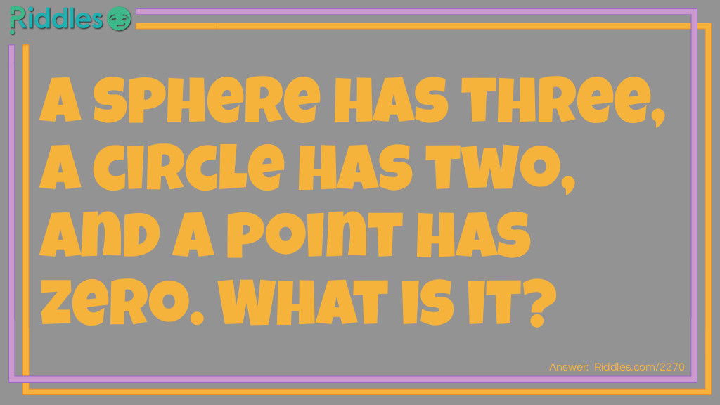 Riddle: A sphere has three, a circle has two, and a point has zero. What is it? Answer: Dimensions.