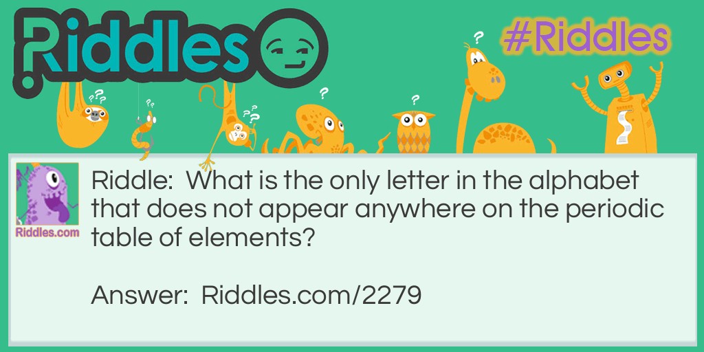 What is the only letter in the alphabet that does not appear anywhere on the periodic table of elements?