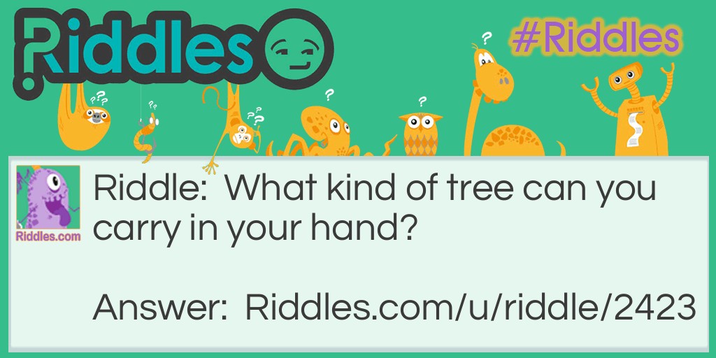 Riddle: What kind of tree can you carry in your hand? Answer: A palm tree.