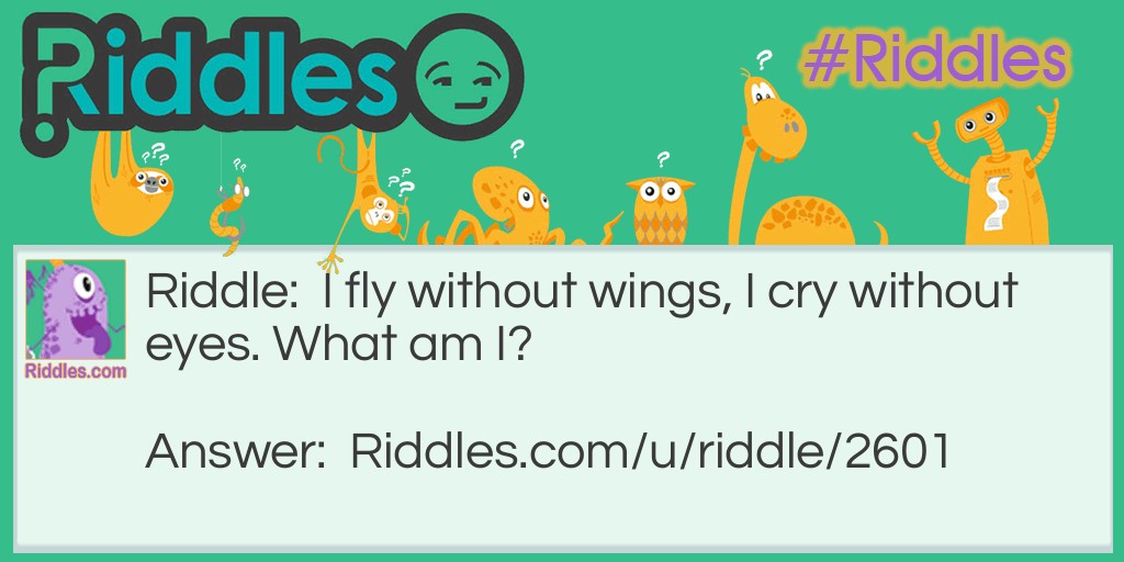 I fly without wings, I cry without eyes... Riddle Meme.