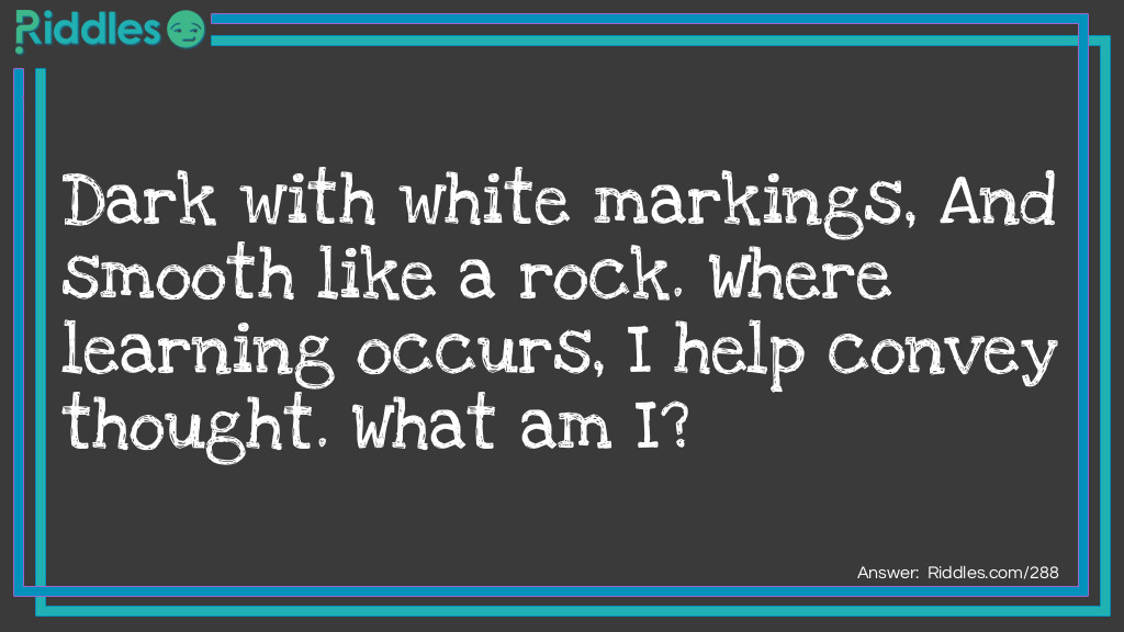 Dark with white markings, And smooth like a rock. Where learning occurs, I help convey thought. What am I?