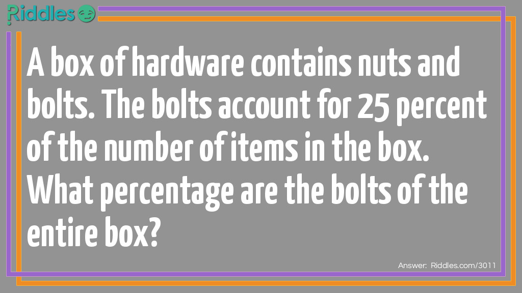 Click to see riddle Nuts and Bolts Riddle answer.