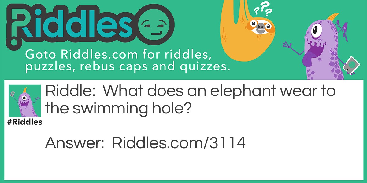What does an elephant wear to the swimming hole?