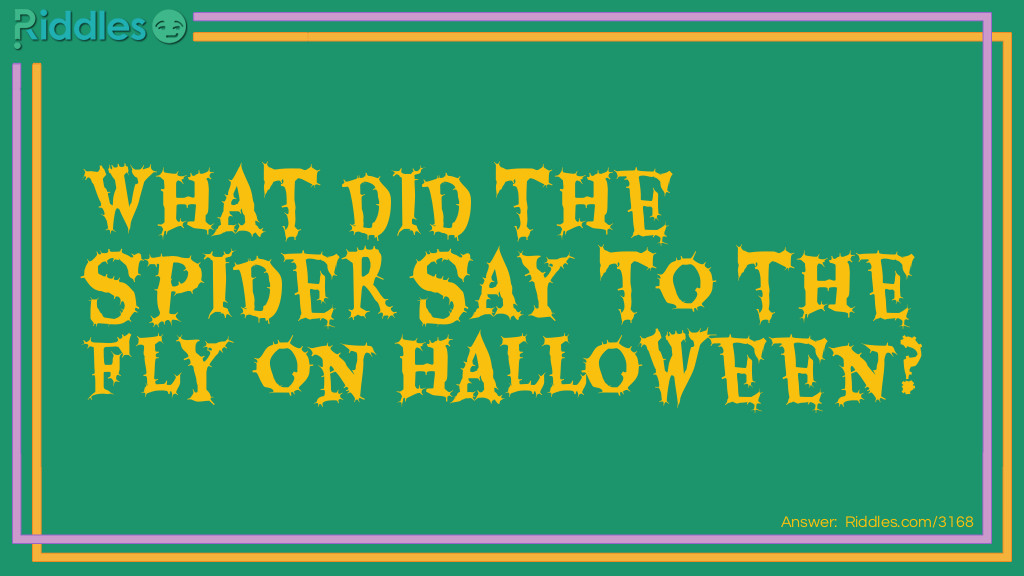 Riddle: What did the spider say to the fly on Halloween? Answer: The web is the trick and you are the treat.