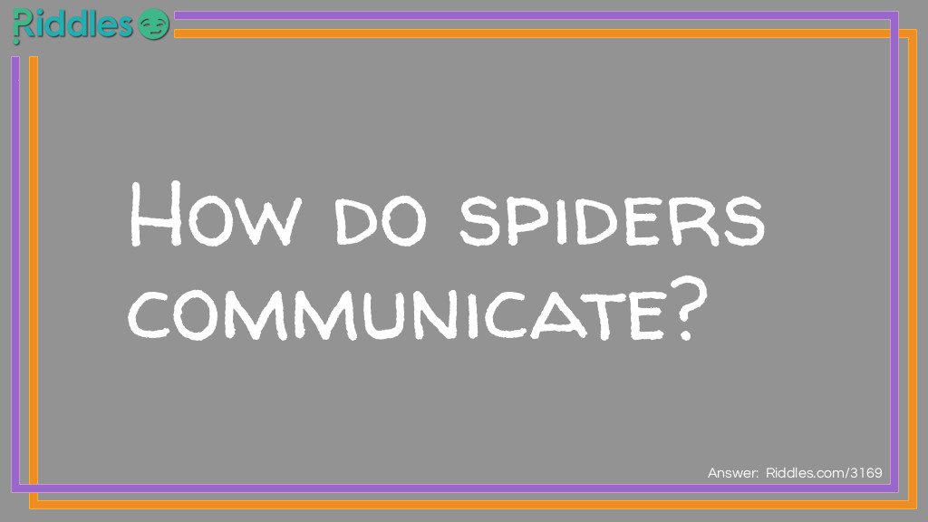 Riddle: How do spiders communicate? Answer: Through the worldwide web.